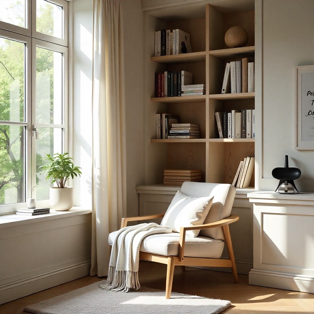 Cosy reading nook with comfortable seating and natural light